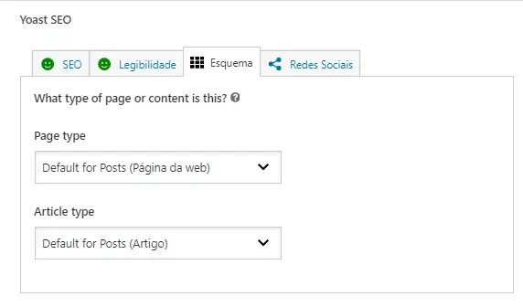 Como usar o Yoast para SEO no WordPress aba schema